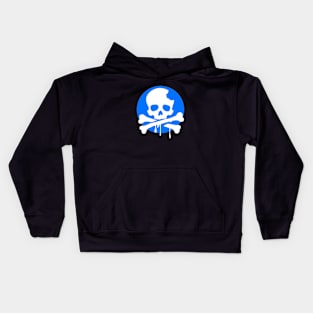 Urban Style Skull and Crossbones Blue and White Kids Hoodie